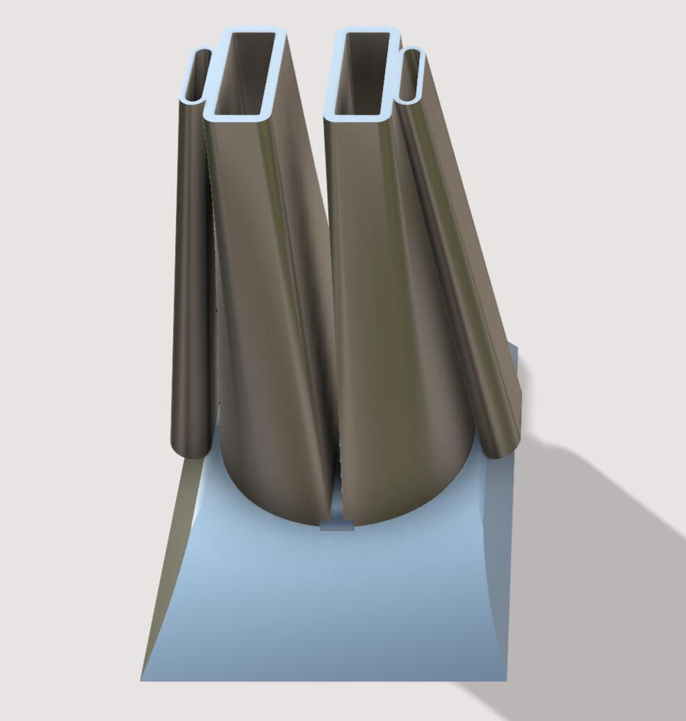 diseño de una pieza para el flujo de aire para secado de guantes y cascos.